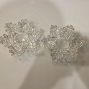 PartyLite Clear Snowflake Candle Holders